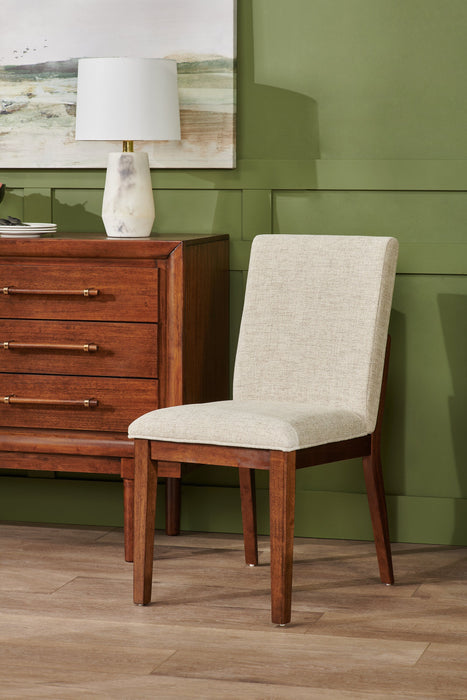 Chaise de salle à manger Vale en tissu de polyester et en bois - brune et beige