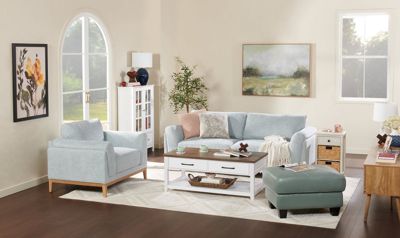 Sofa Valley de 83,5 po en tissu avec base et pattes en hévéa - gris