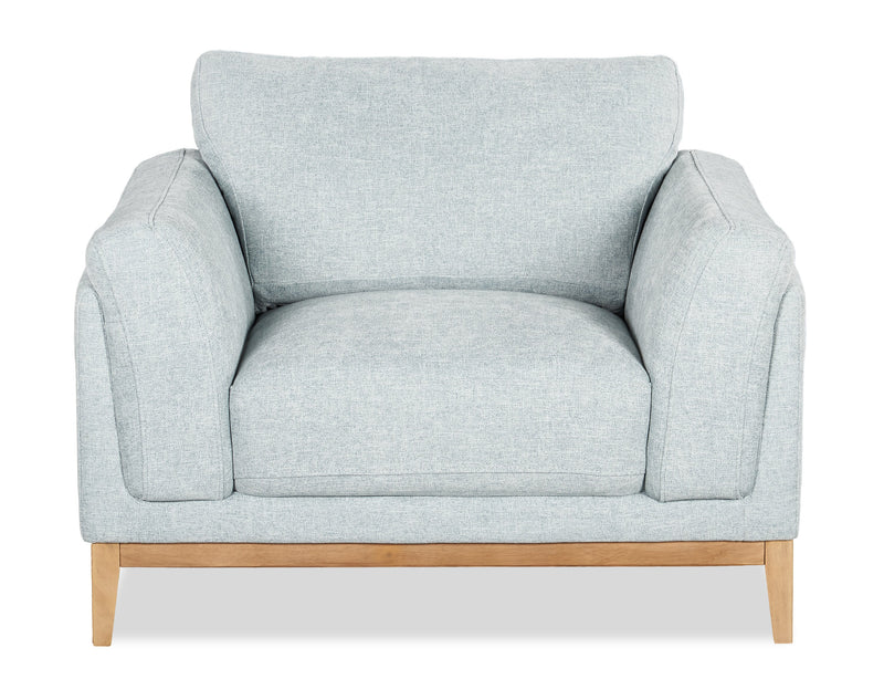 Fauteuil Valley de 44 po en tissu avec base et pattes en hévéa - gris