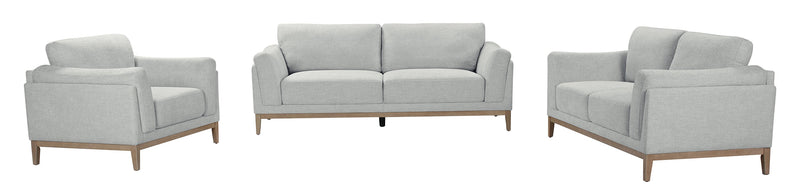 Sofa Valley de 83,5 po en tissu avec base et pattes en hévéa - gris