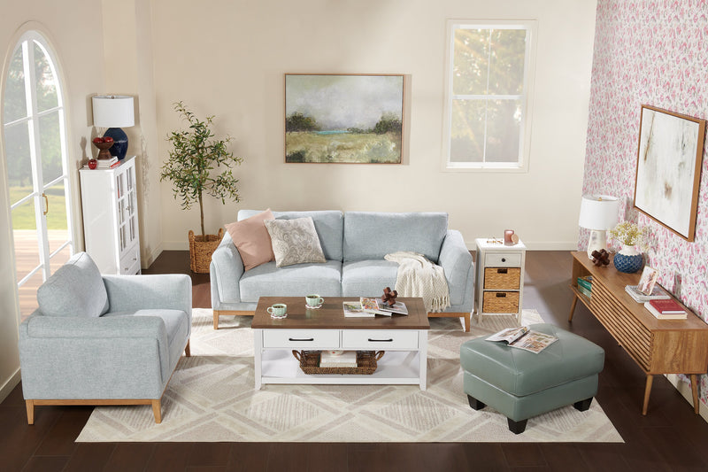 Table de fauteuil Jon de 15,5 po avec 2 paniers et tiroir - chêne blanc