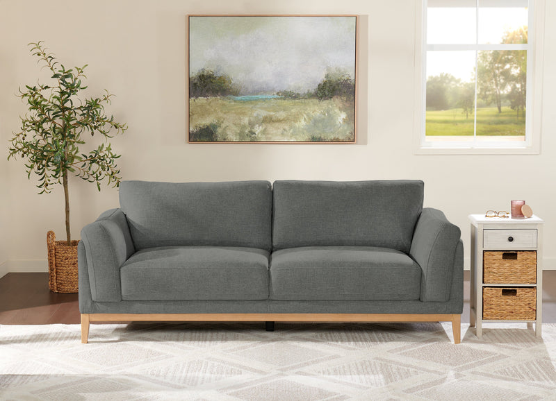Sofa Valley de 83,5 po en tissu avec base et pattes en hévéa - étain