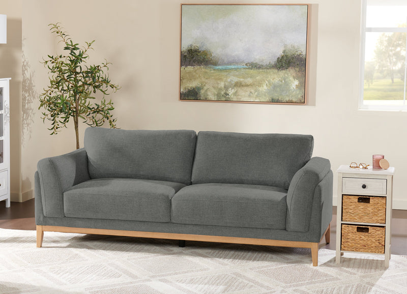 Sofa Valley de 83,5 po en tissu avec base et pattes en hévéa - étain