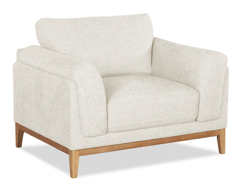  Fauteuil Valley de 44 po en tissu avec base et pattes en hévéa - sable