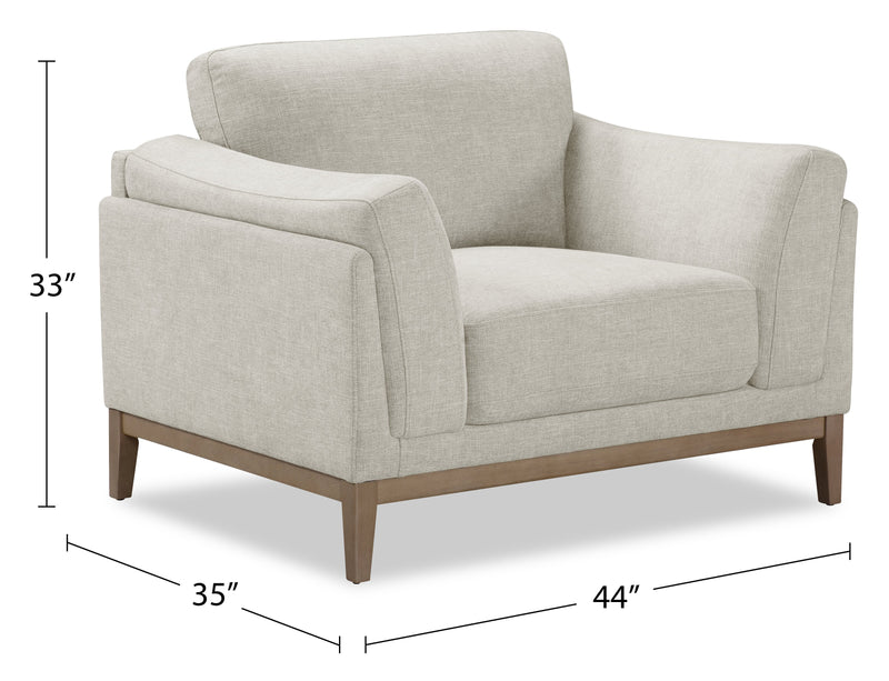 Fauteuil Valley de 44 po en tissu avec base et pattes en hévéa - sable