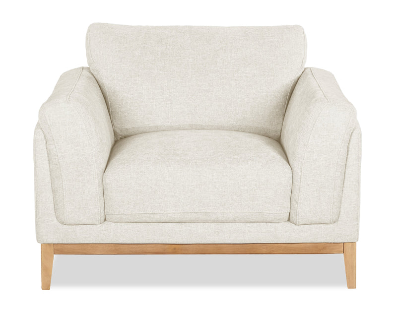 Fauteuil Valley de 44 po en tissu avec base et pattes en hévéa - sable
