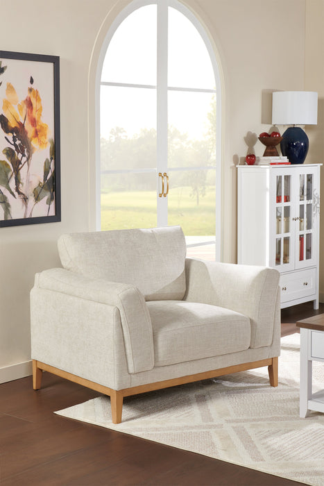 Fauteuil Valley de 44 po en tissu avec base et pattes en hévéa - sable