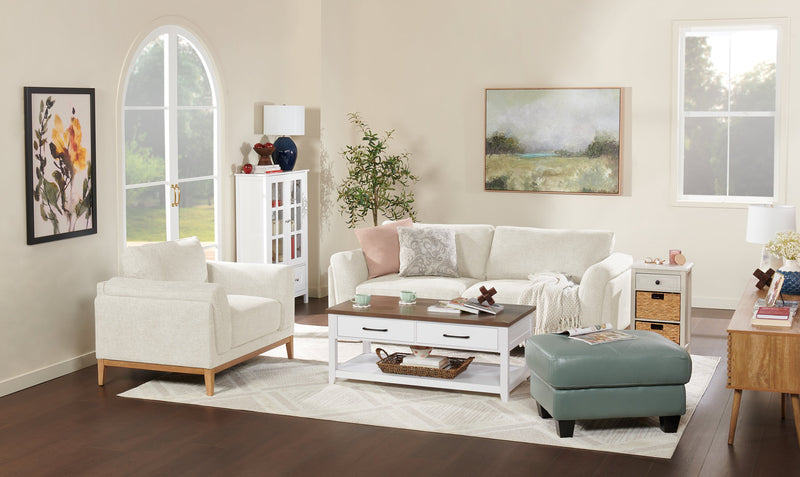 Sofa Valley de 83,5 po en tissu avec base et pattes en hévéa - sable