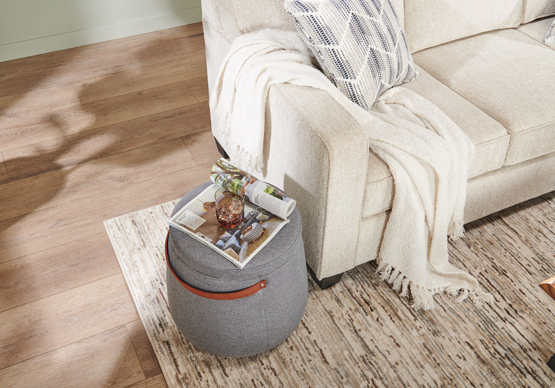 Pouf de rangement rond Vancouver de 18 po en tissu avec poignée - gris