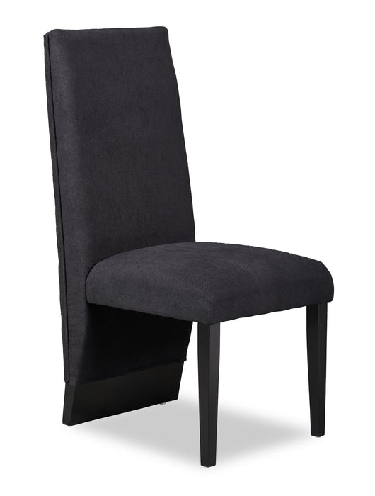 Chaise de salle à manger Vega en tissu de polyester et bois avec capitonnage à canaux - noire