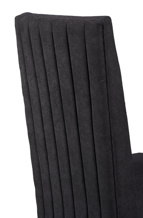 Chaise de salle à manger Vega en tissu de polyester et bois avec capitonnage à canaux - noire