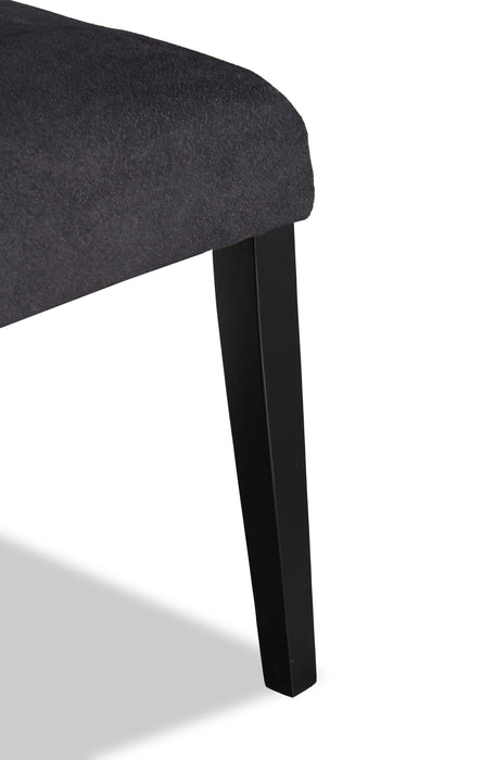 Chaise de salle à manger Vega en tissu de polyester et bois avec capitonnage à canaux - noire
