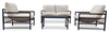 Ensemble Vegas 4 pièces pour la terrasse à l’extérieur avec causeuse, 2 fauteuils et table à café - naturel et noir