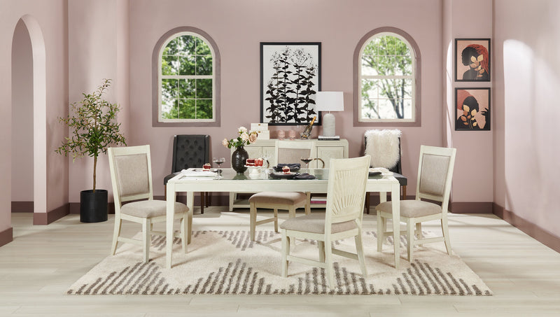 Chaise de salle à manger York en tissu d’apparence lin avec bordure de clous décoratifs - grise