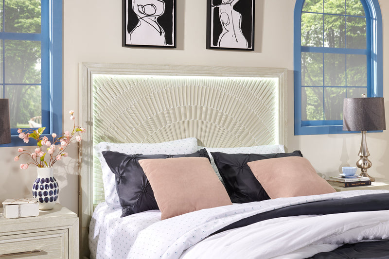 Lit à panneaux Vida avec tête de lit et cadre de lit, sable - format grand lit