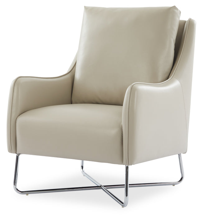 Fauteuil d’appoint Vine de 34,6 po en tissu d’apparence cuir avec pattes en métal - taupe 