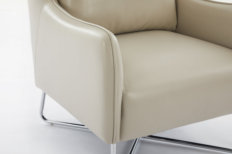Fauteuil d’appoint Vine de 34,6 po en tissu d’apparence cuir avec pattes en métal - taupe 