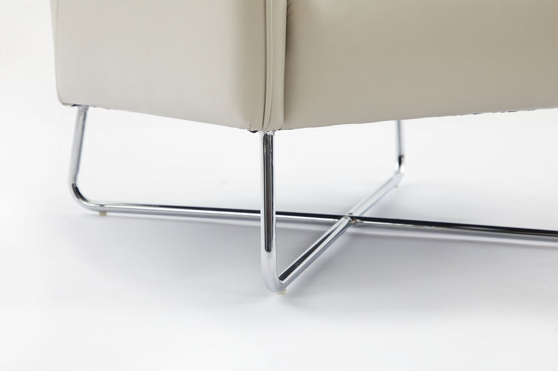 Fauteuil d’appoint Vine de 34,6 po en tissu d’apparence cuir avec pattes en métal - taupe 