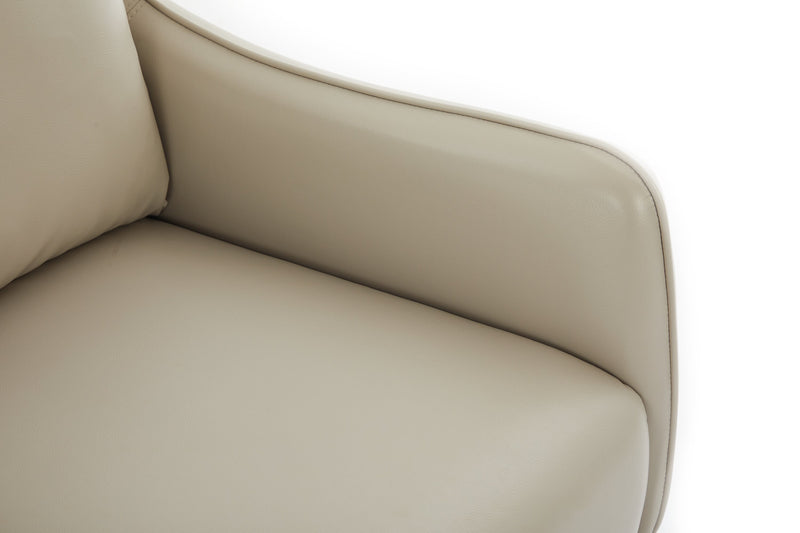 Fauteuil d’appoint Vine de 34,6 po en tissu d’apparence cuir avec pattes en métal - taupe 