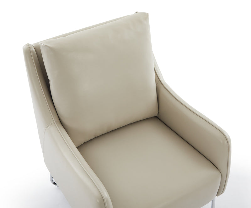 Fauteuil d’appoint Vine de 34,6 po en tissu d’apparence cuir avec pattes en métal - taupe 