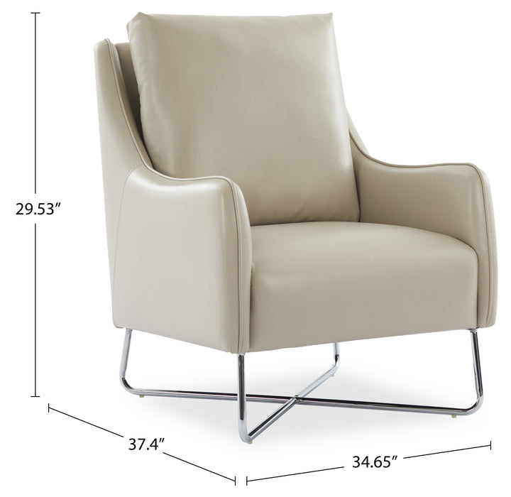 Fauteuil d’appoint Vine de 34,6 po en tissu d’apparence cuir avec pattes en métal - taupe 