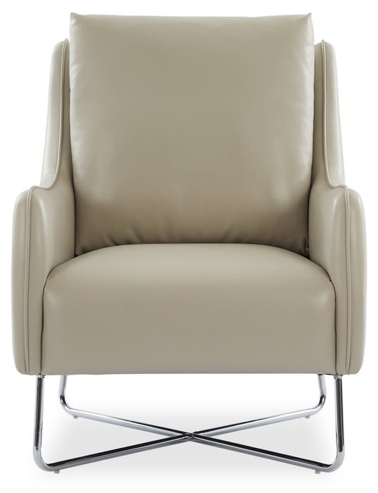 Fauteuil d’appoint Vine de 34,6 po en tissu d’apparence cuir avec pattes en métal - taupe 