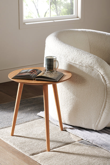 Table de bout ronde moderne Viola de 20 po - chêne naturel