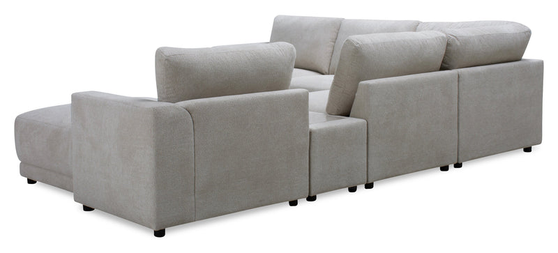 Sofa sectionnel modulaire de droite Voyage 6 pièces en tissu avec console et coussins de dossier amovibles - taupe