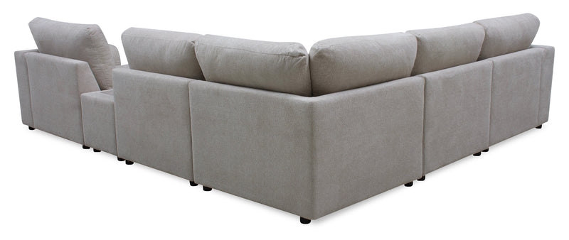 Sofa sectionnel modulaire de droite Voyage 6 pièces en tissu avec console et coussins de dossier amovibles - taupe