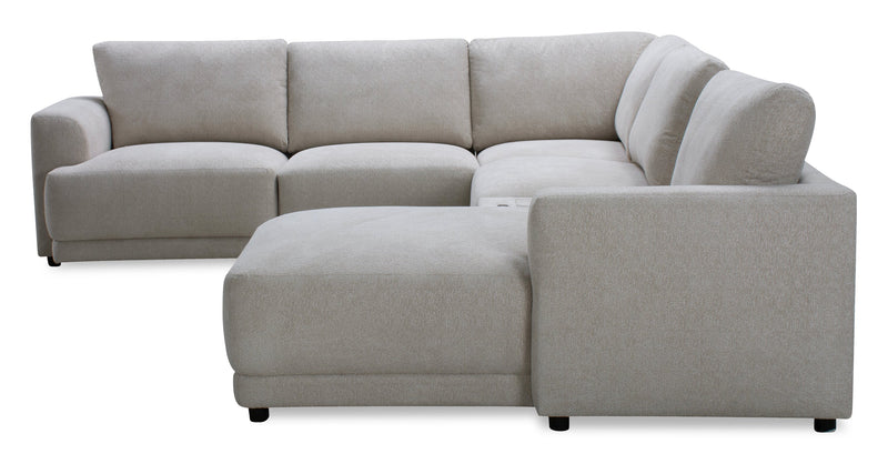 Sofa sectionnel modulaire de droite Voyage 6 pièces en tissu avec console et coussins de dossier amovibles - taupe
