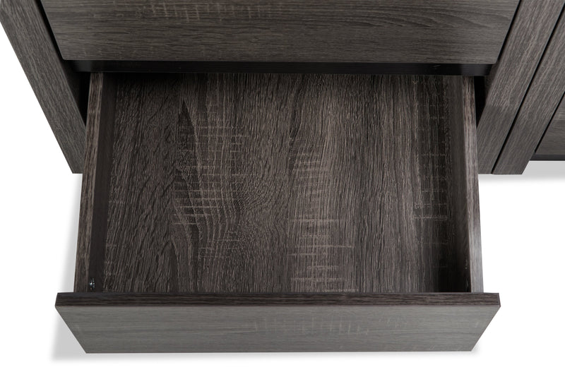 Meuble audio-vidéo Walker 3 pièces de 98.5 po avec rangement et système de gestion des câbles pour téléviseurs jusqu’à 70 po - gris vieilli