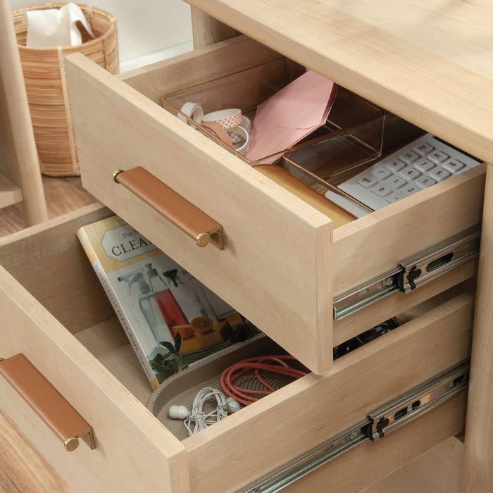 Bureau d’ordinateur Whitaker Point de 59,06 po de qualité commerciale à 3 tiroirs avec armoire - érable naturel