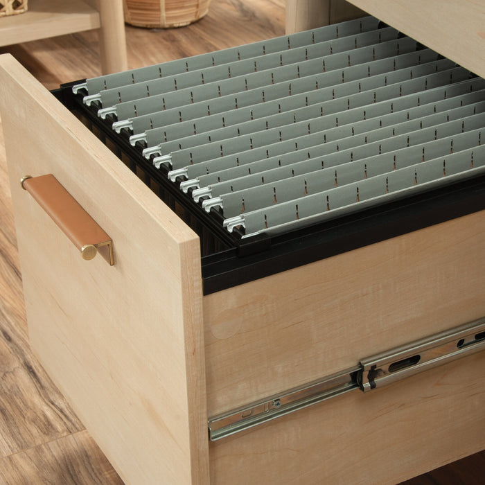 Bureau d’ordinateur Whitaker Point de 59,06 po de qualité commerciale à 3 tiroirs avec armoire - érable naturel