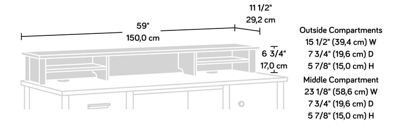 Crédence de réception Whitaker Point de 59,06 po de qualité commerciale avec compartiments ouverts - érable naturel