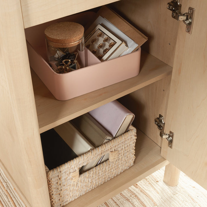 Bureau de direction Whitaker Point de 65,98 po de qualité commerciale à 5 tiroirs avec armoire - érable naturel