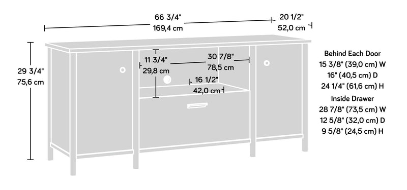 Bahut Whitaker Point de 66,73 po de qualité commerciale avec tiroir et armoires - érable naturel