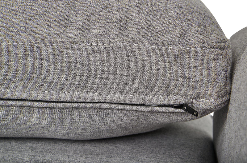 Sofa-lit Wilson de 77,5 po en tissu d’apparence lin avec coussins de dossier rabattables et pattes en métal - gris Solis 