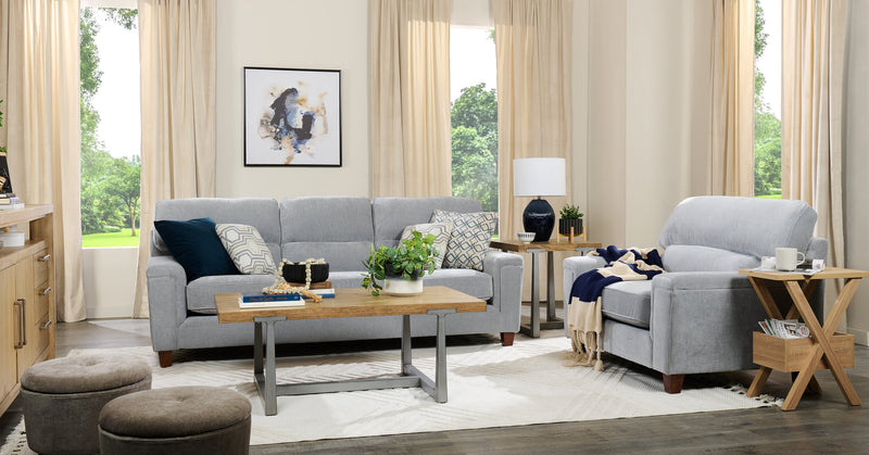 Pouf de rangement rond Winnipeg de 17,5 po en tissu - gris