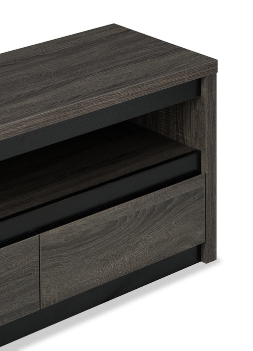 Meuble pour téléviseur Walker de 62 po avec rangement et système de gestion des câbles pour téléviseurs jusqu’à 70 po - gris vieilli