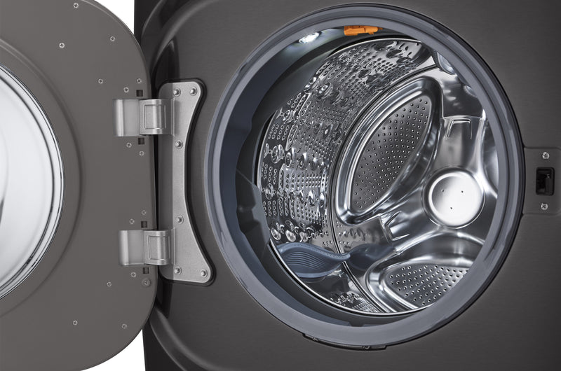 Laveuse à chargement frontal de 6 pi³ et sécheuse électrique de 9 pi³ de LG - acier noir