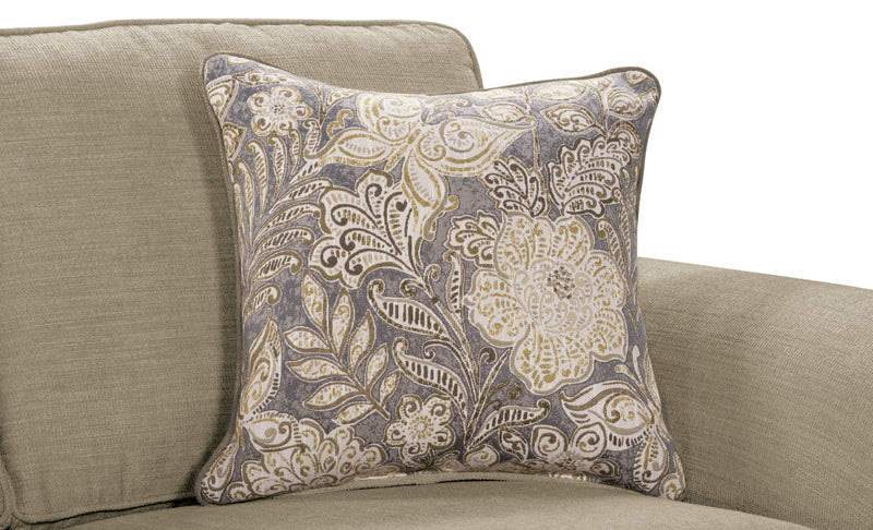 Sofa Wynn de 93 po fabriqué au Canada en tissu de chenille avec bordure de clous décoratifs et pattes en oignon en bois - taupe