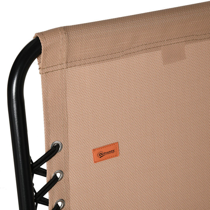 Outsunny Chaise Pliante D'exterieur Chaise Pliable A Sangle Elastique Beige