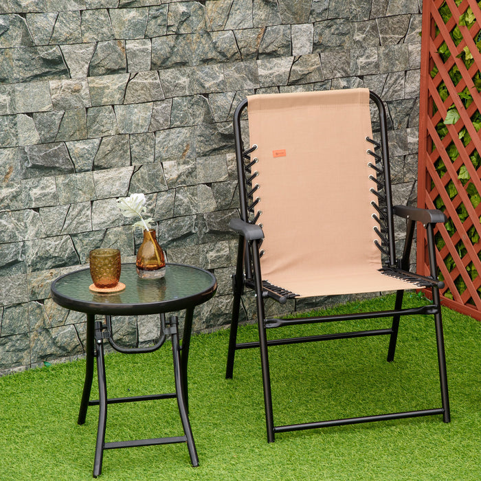 Outsunny Chaise Pliante D'exterieur Chaise Pliable A Sangle Elastique Beige