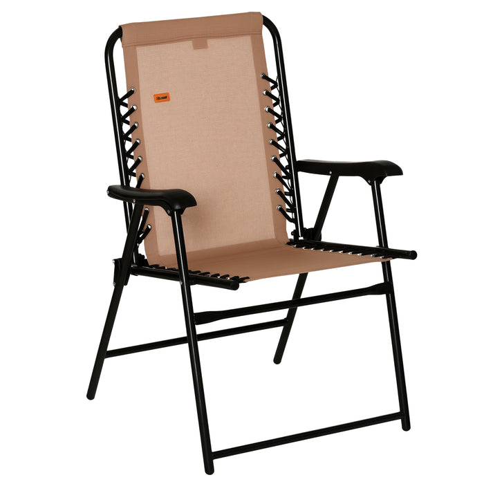 Outsunny Chaise Pliante D'exterieur Chaise Pliable A Sangle Elastique Beige