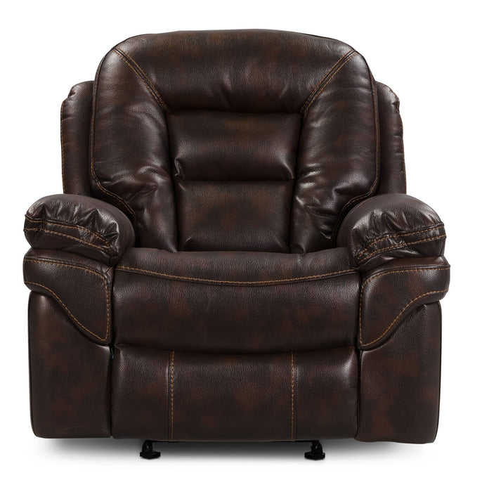Fauteuil à inclinaison électrique Leo de 41 po en tissu d’apparence cuir - brun noyer