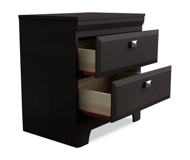 Table de nuit Yorkdale de 23,5 po (L) x 24,7 po (H) à 2 tiroirs, fabriquée au Canada - brune