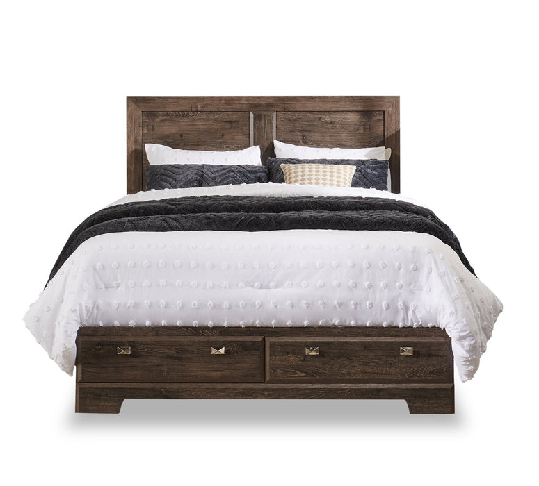 Ensemble de chambre à coucher Yorkdale 6 pièces avec lit de rangement à 6 tiroirs, commode, miroir et table de nuit, gris - format lit double
