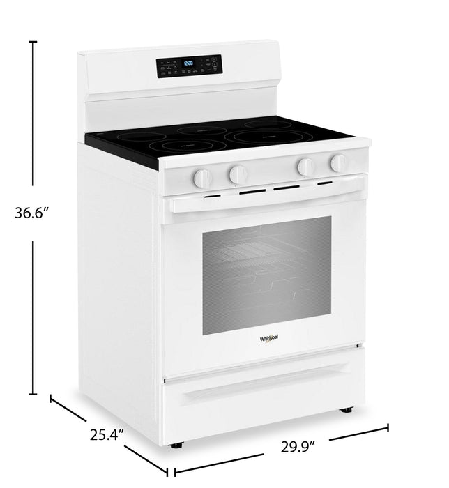 Cuisinière électrique Whirlpool de 5,3 pi3 et de 30 po avec friture à air sans préchauffage - blanche - YWFES7030SW