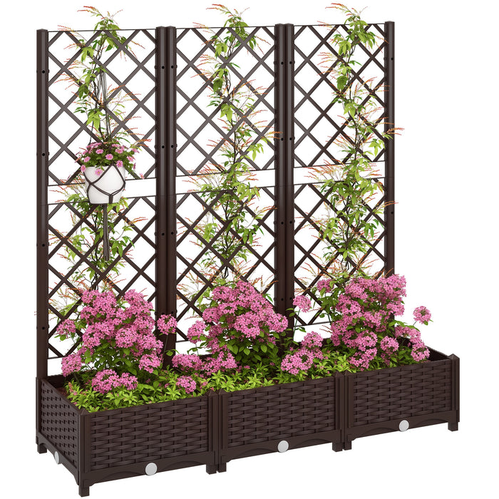 Outsunny Lit Sureleve, Jardiniere Avec Treillis, 47\" X 16\" X 48\"