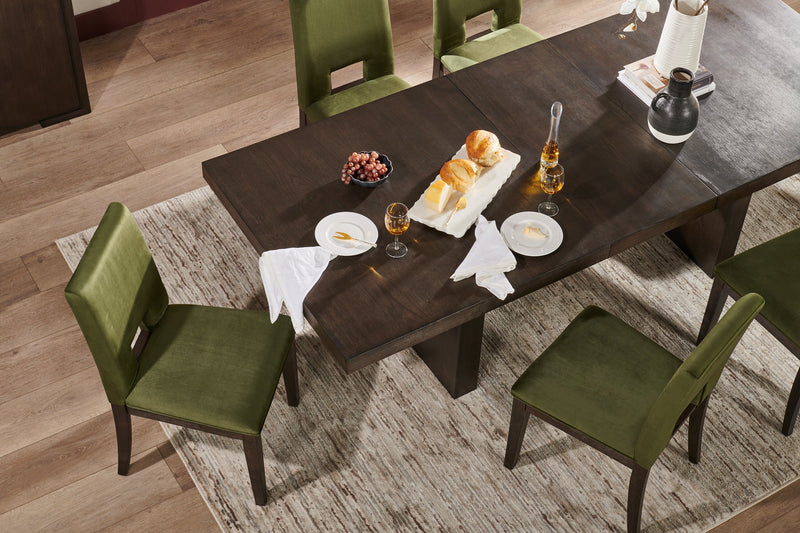 Table de salle à manger Zelda de 78 po à 96 po (L) avec base piédestal - brun espresso